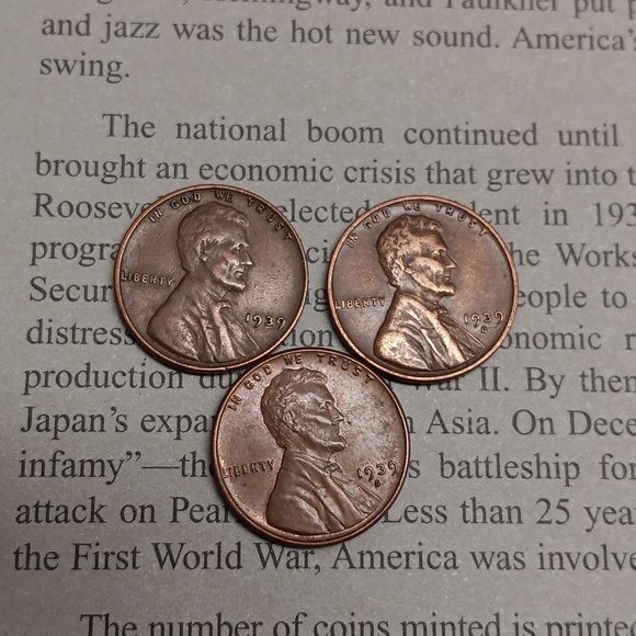 Wheat penny bundle 1939 no mint mark, D & S - Picture 1 of 6